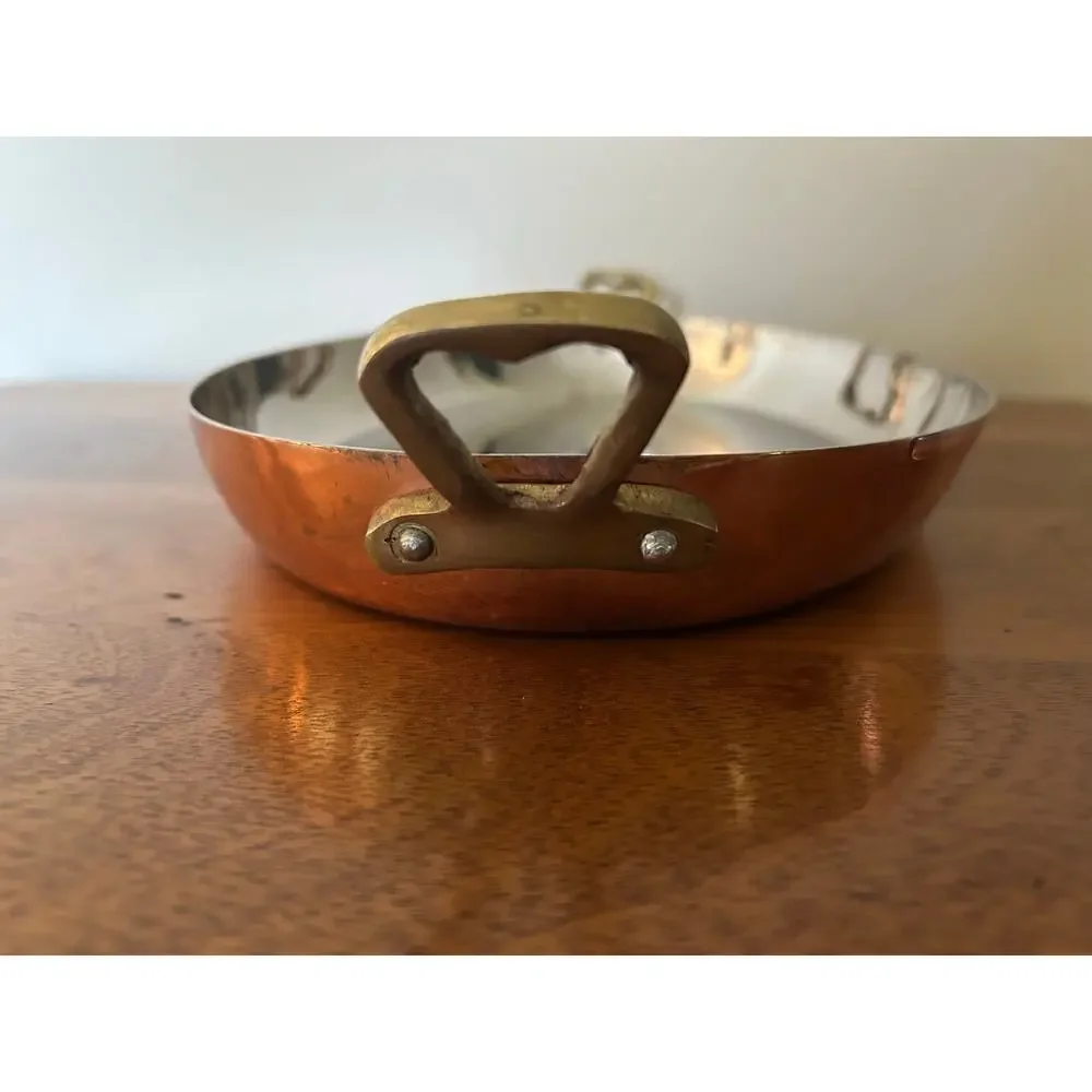 Hammered Copper Pan with Brass Handles – Oval Cooking Pan or Decorative Display